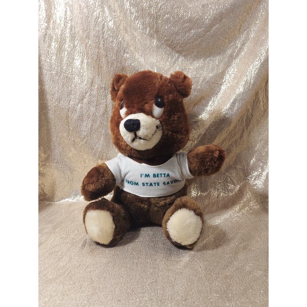 Vintage 1976 Dakin "Im Betta From State Savings" Brown Teddy Bear Stuffed Animal